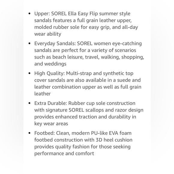 Sorel Ella II Sandals, Black, Leather, 6.5 Women’s, Summer Style 🩴🖤😎 - Picture 7 of 7